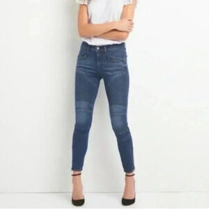 GAP True Skinny Jeans Ankle Zip Cropped Moto Mid Rise Dark Blue Denim Size 26
